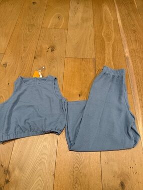 Light Blue Two-Piece Tank and Wide-Leg Set